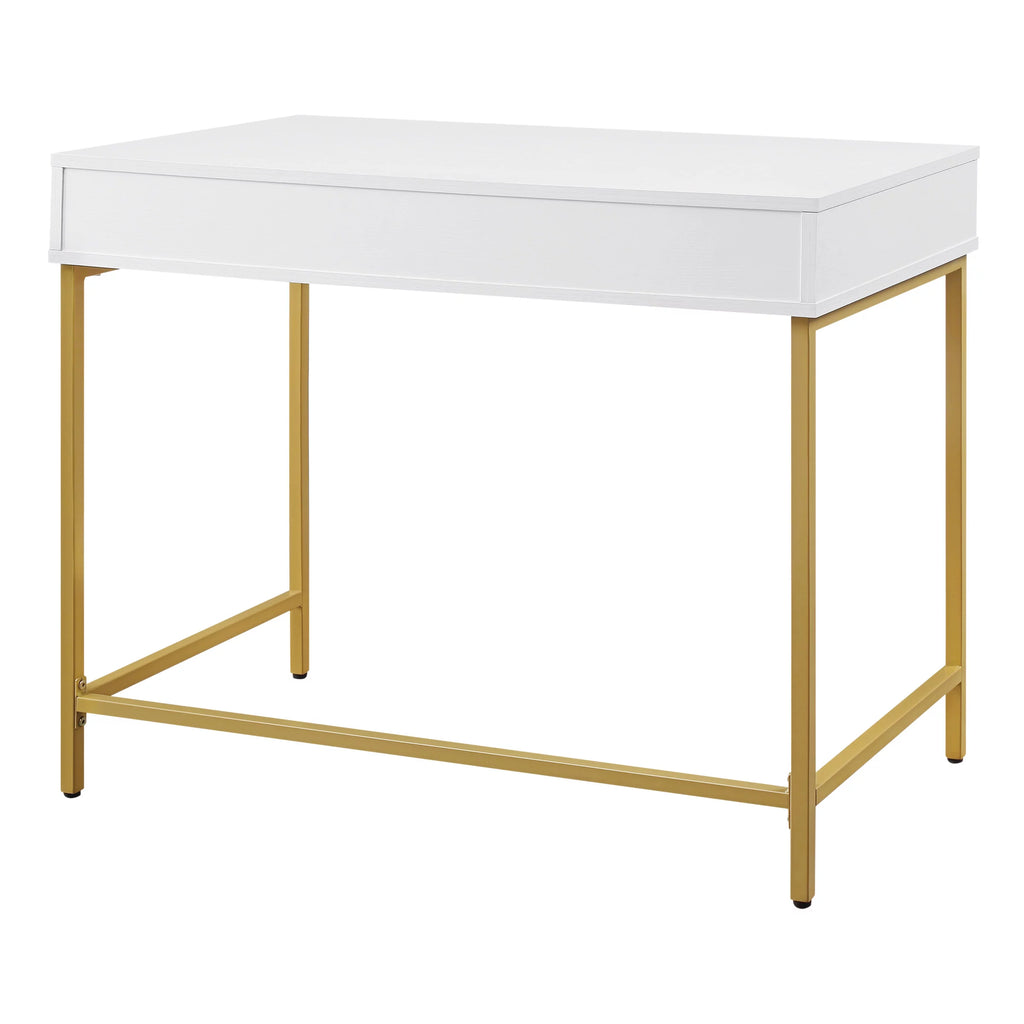 White Engineered Wood Desk with Metal Legs K370397