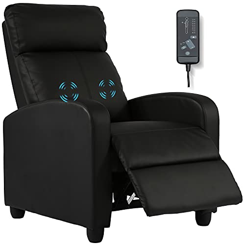Black PU Leather Massage Recliner Chair with Footrest O120