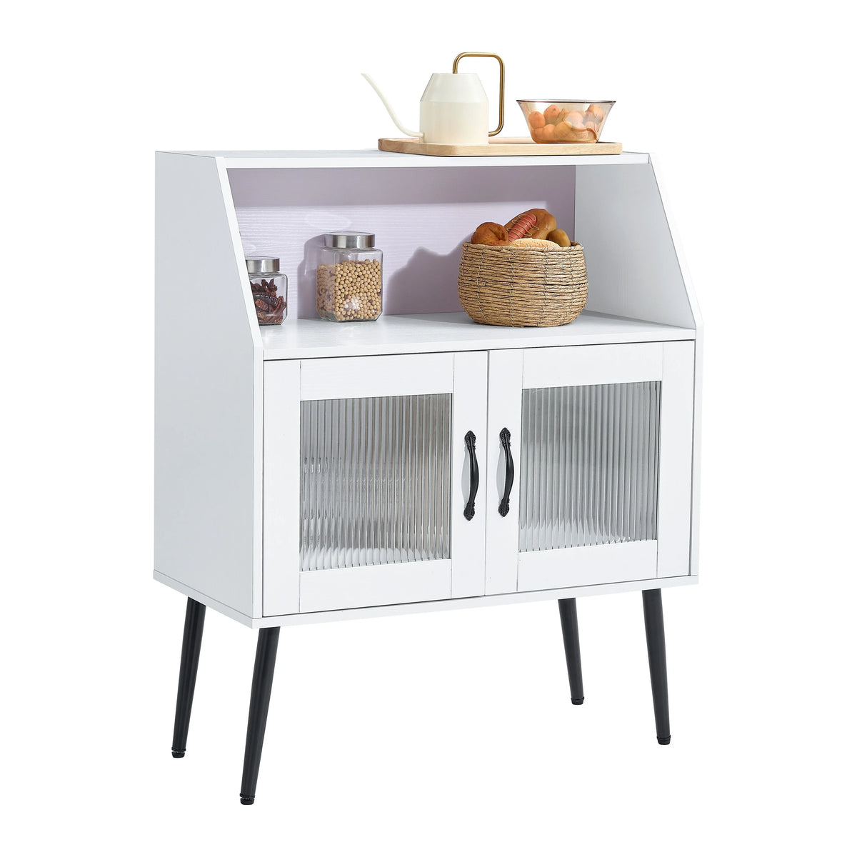 White Sideboard Cabinet with Glass Door and Shelf S39107