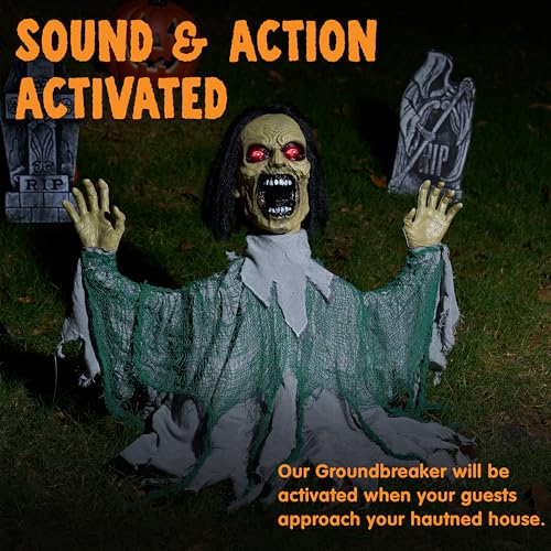 Animated Zombie Groundbreaker Outdoor Decor with Light Up Eyes R290970