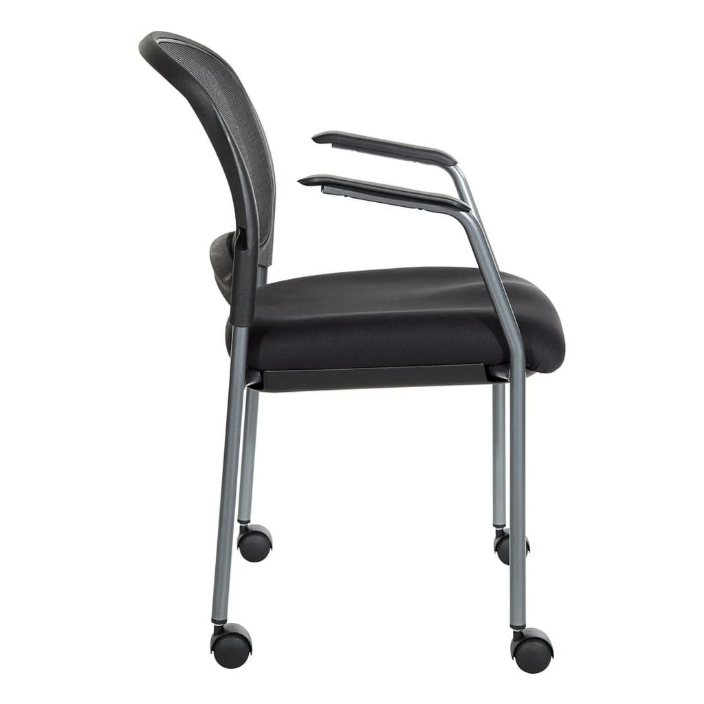 Black Fabric Rolling Visitors Chair P7970