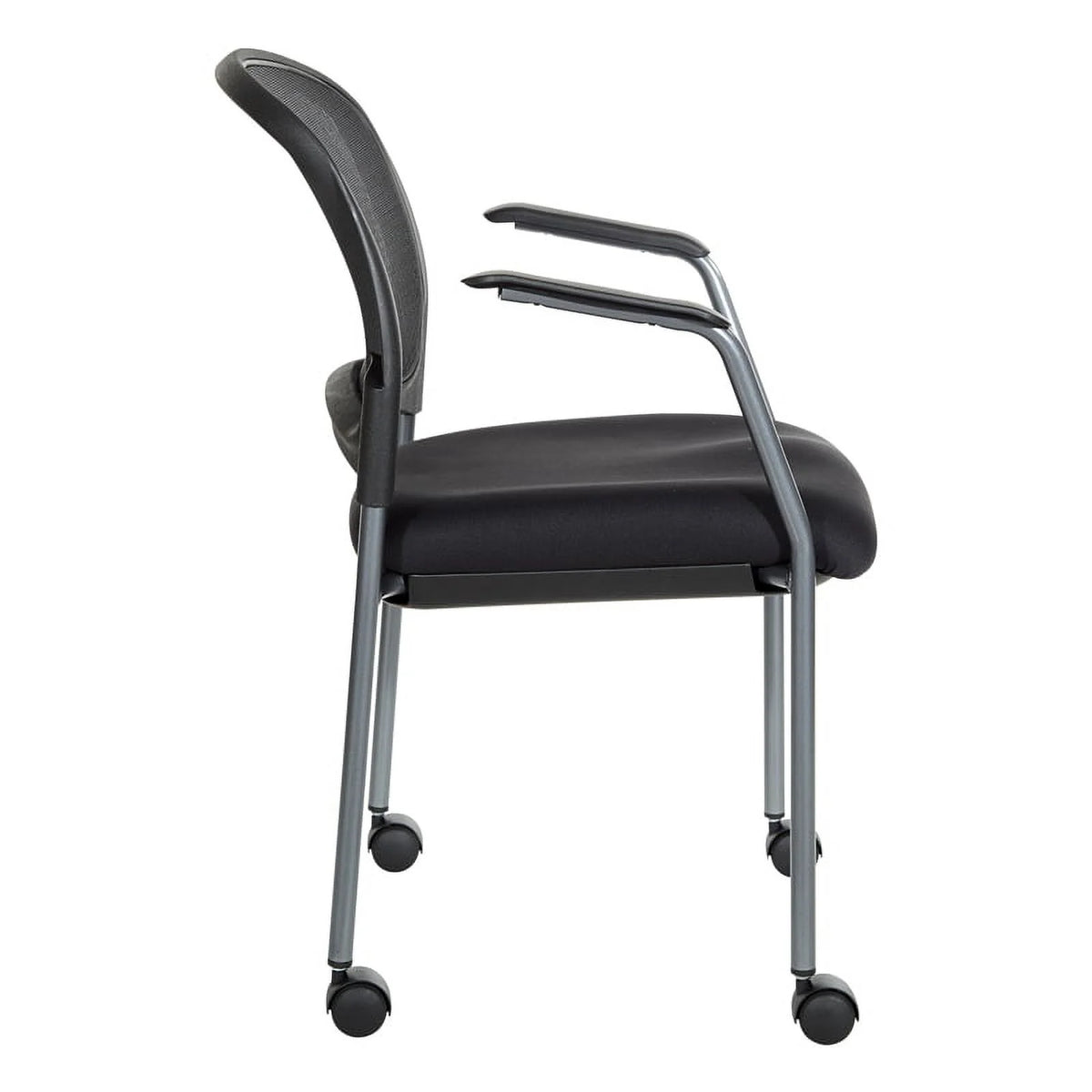 Black Fabric Rolling Visitors Chair P7970