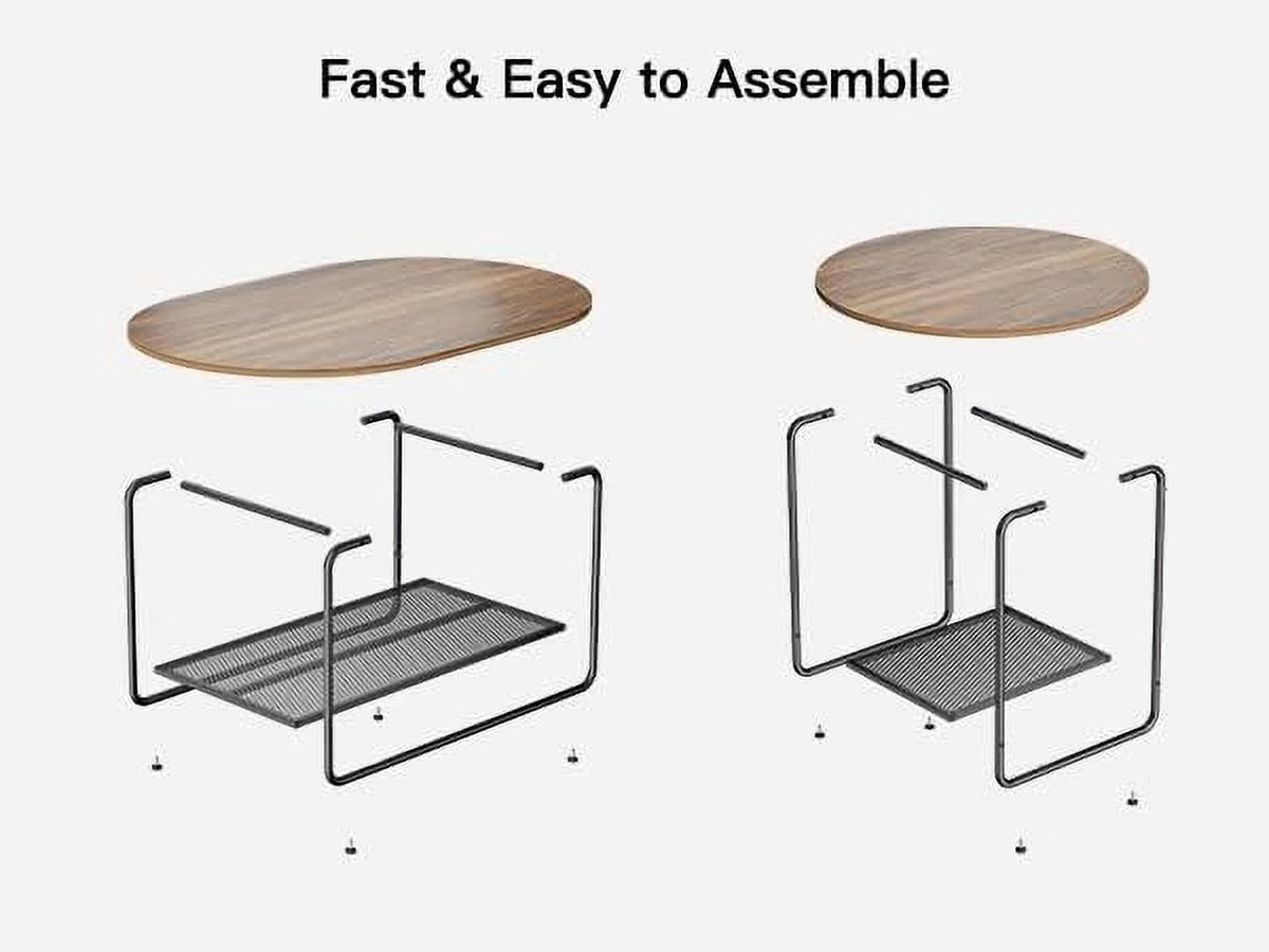 Round Nesting Coffee Table Set of 2 with Metal Frame O8883