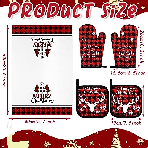 6 Pcs Christmas Kitchen Towels Oven Mitts and Pot Holders Set K401