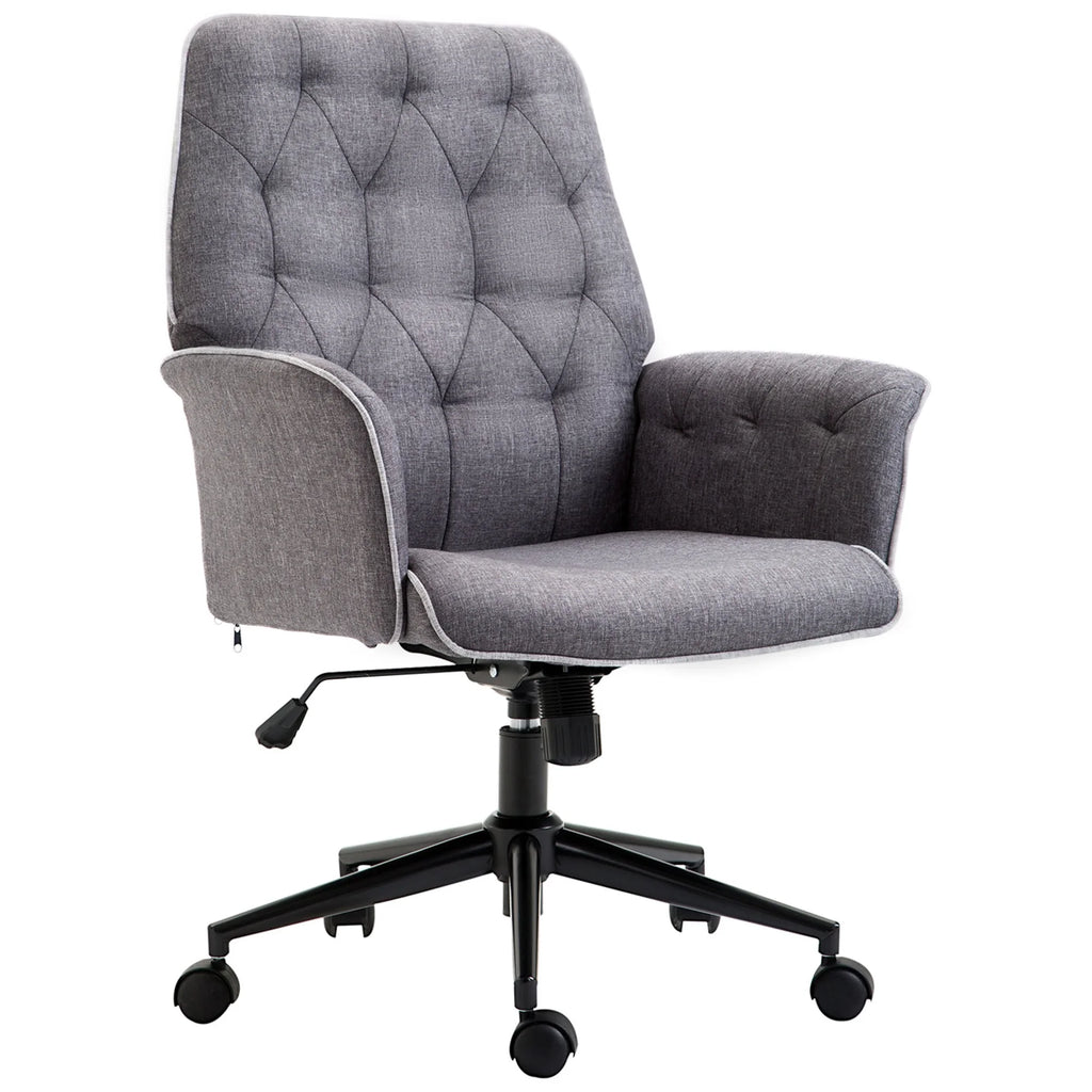 Linen Tufted Height Adjustable Swivel Office Chair I157369