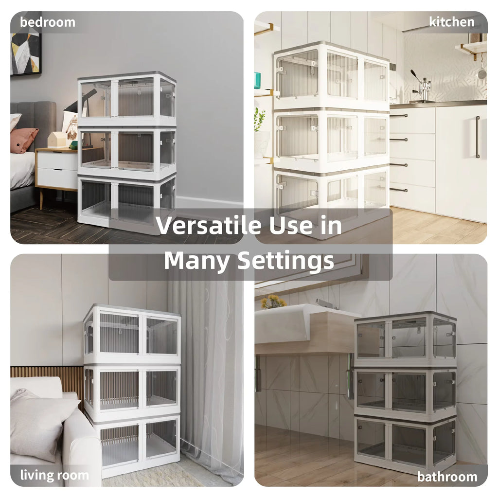 Transparent Stackable Storage Bins with Wheels U3221