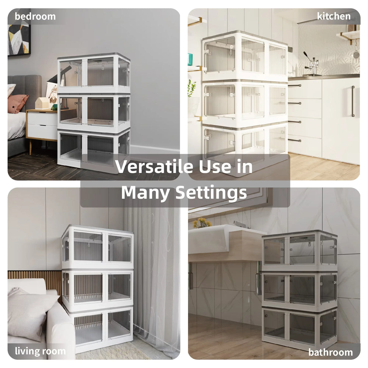 Transparent Stackable Storage Bins with Wheels U3221