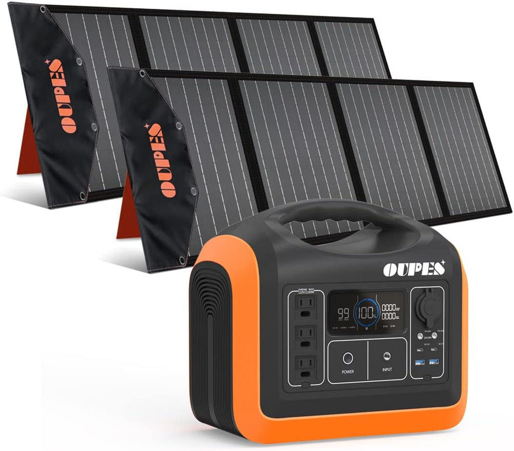 Portable Power Station 1100W with 2pcs Foldable Solar Panel 100W R263