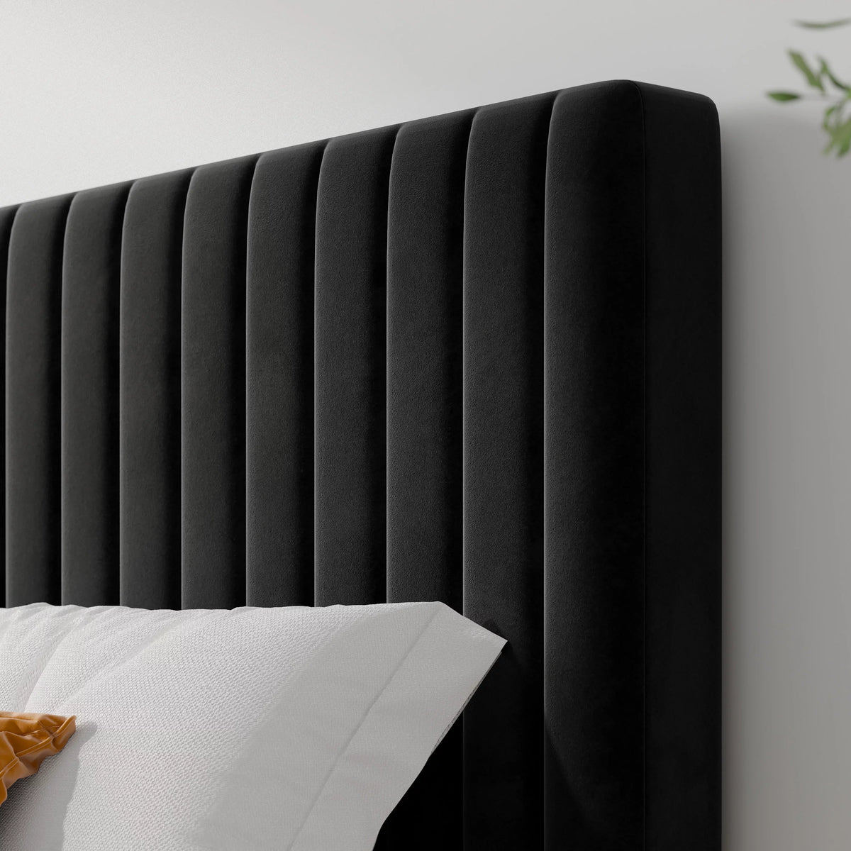 Queen Size Black Velvet Upholstered Platform Bed Frame M3027