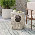 Antique Beige Faux Wood Stump Stool T47604
