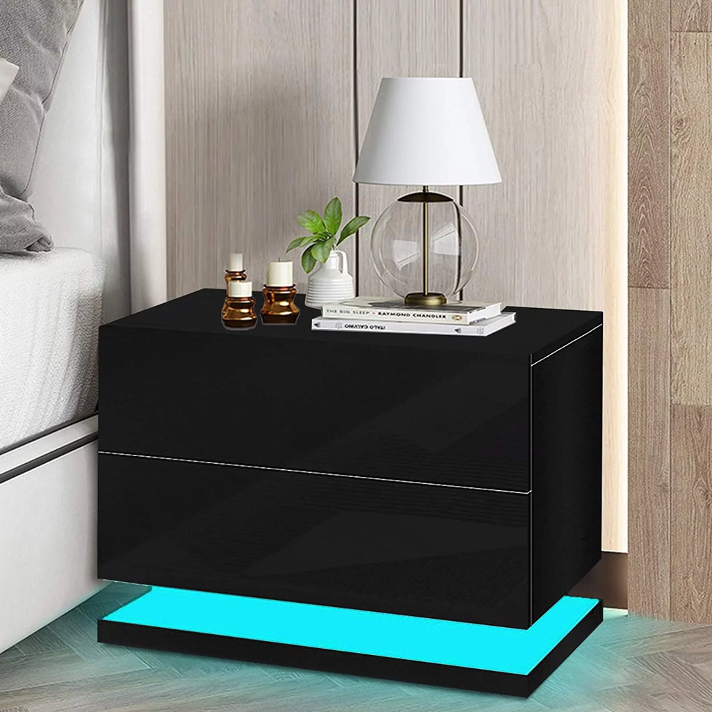 Black 2 Drawer Nightstand Y3806