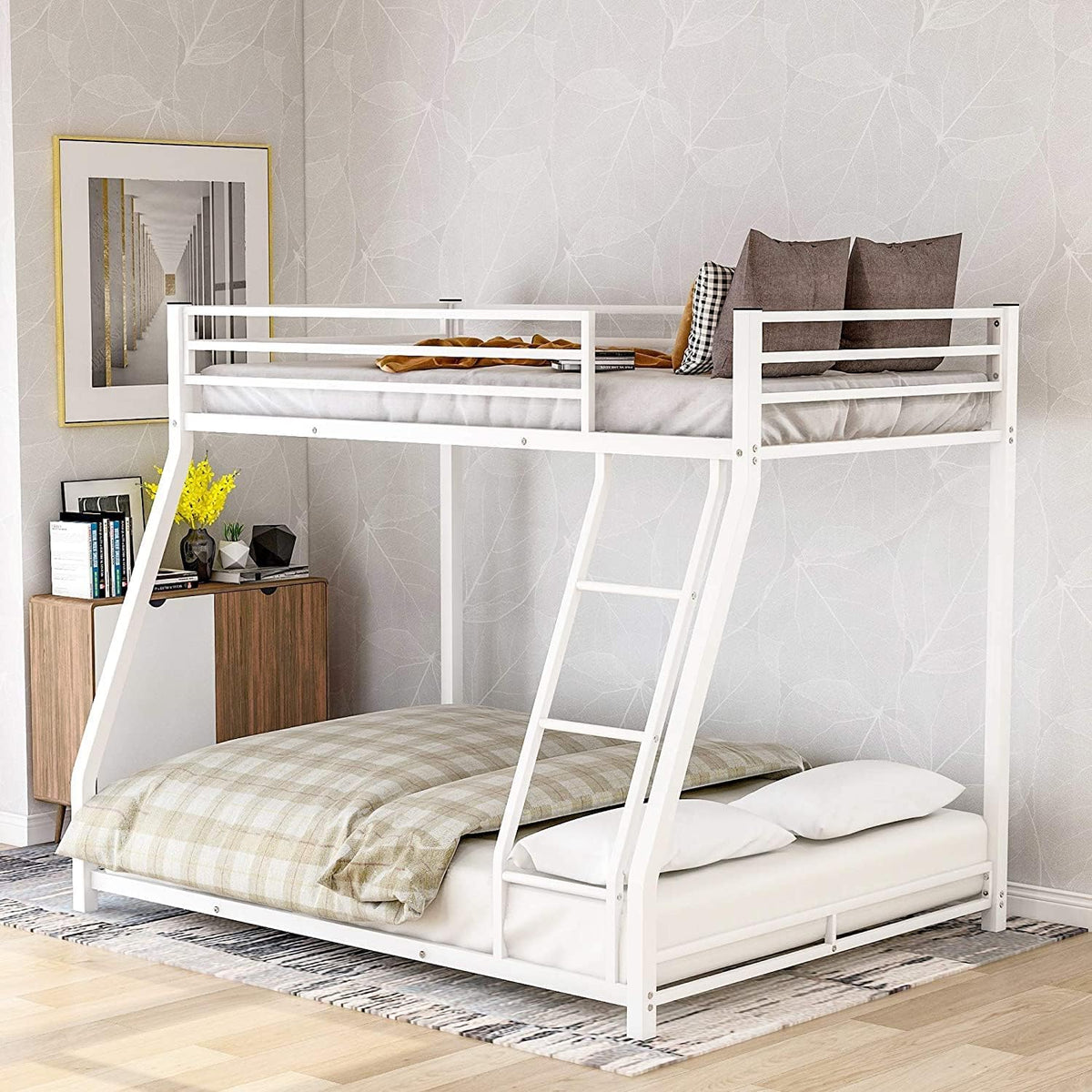 Twin Over Twin Bunk Bed with Slide and Ladder Grey M721