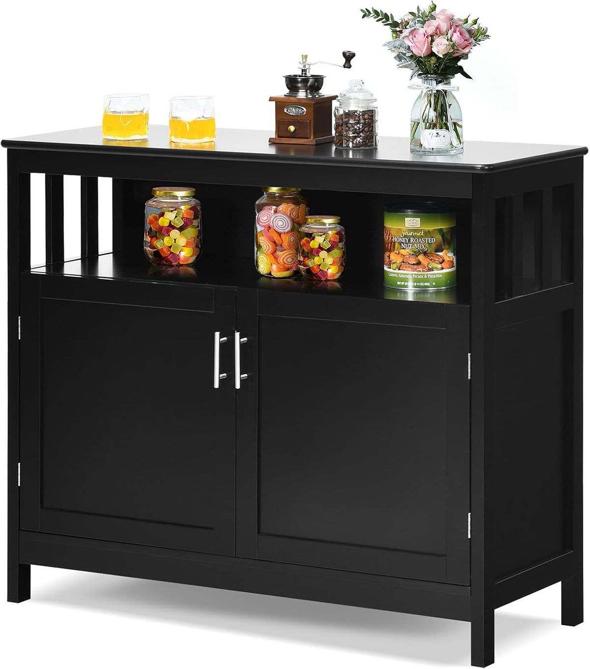 White Wooden Kitchen Buffet Sideboard Cabinet with Drawer F740614