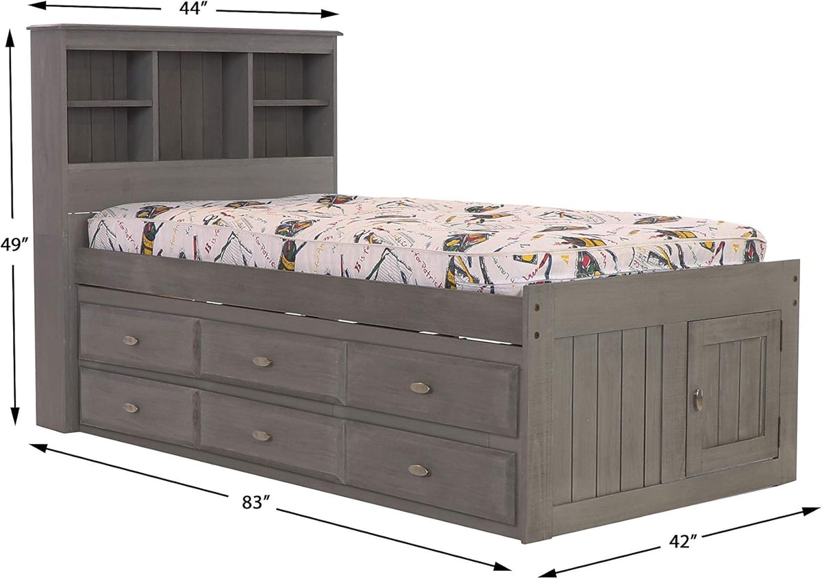 Twin Bookcase Bed with 6 Drawers S1087