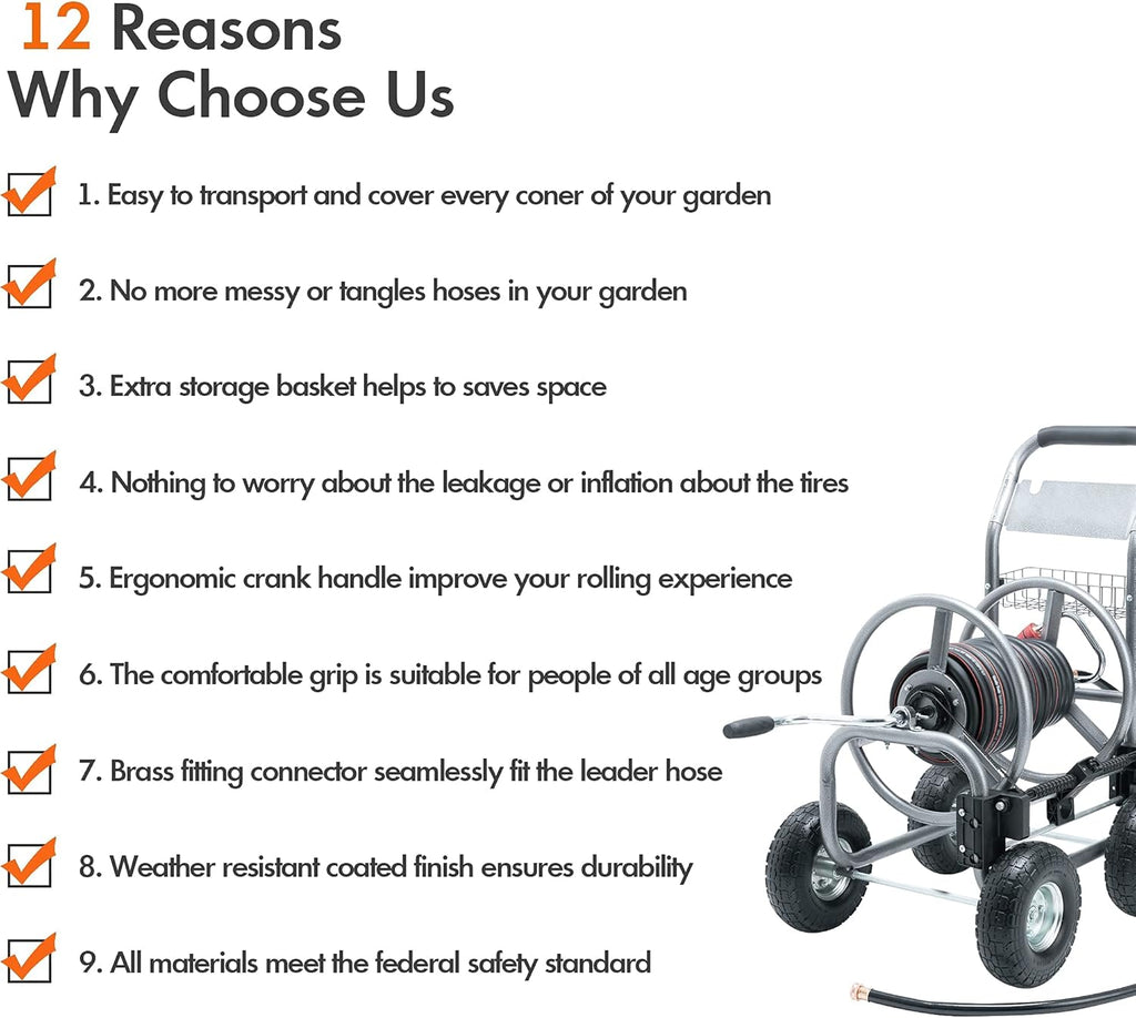 Heavy Duty Hose Reel Cart with 4 Wheels V530
