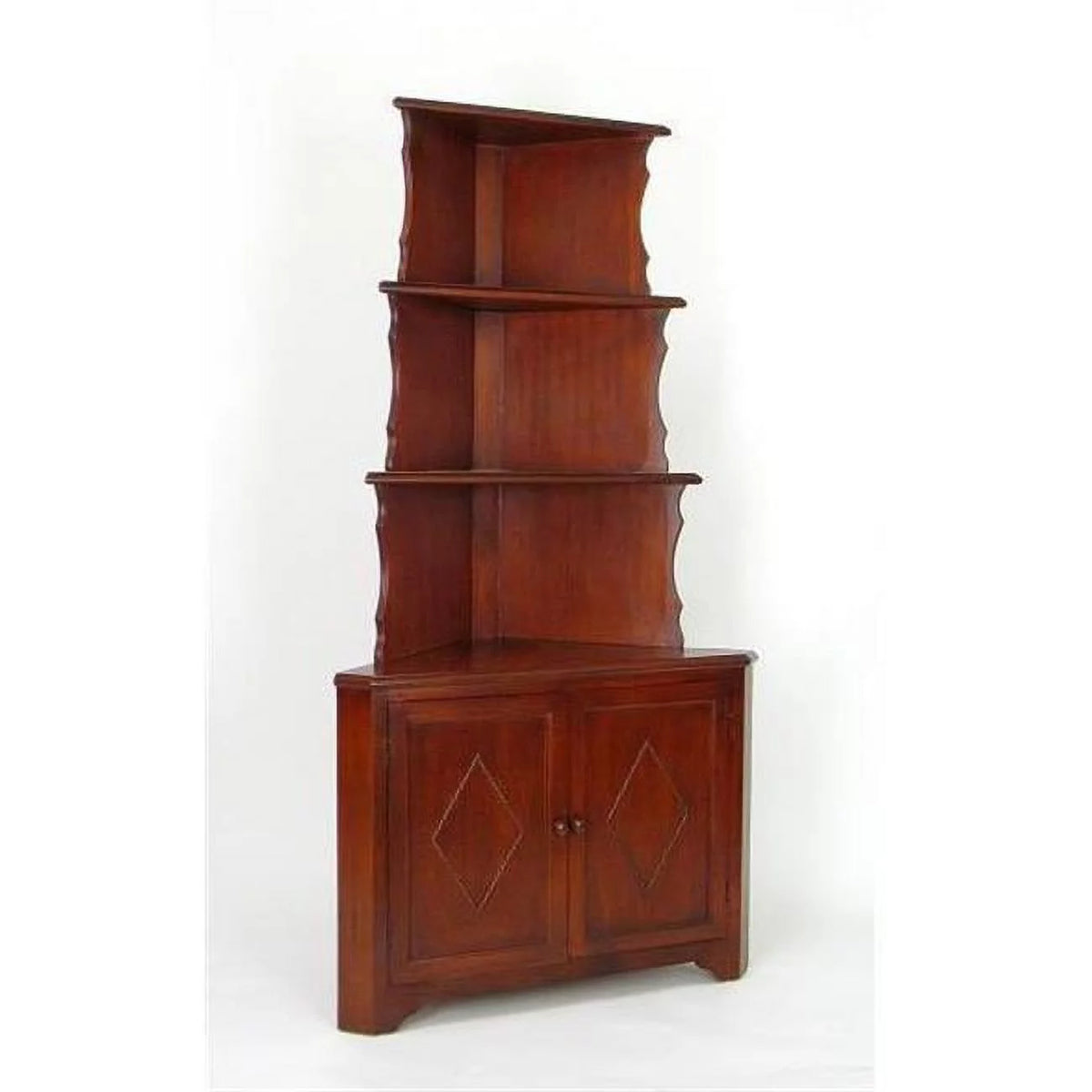 Brown Wood Three Shelf Corner Display Unit N253