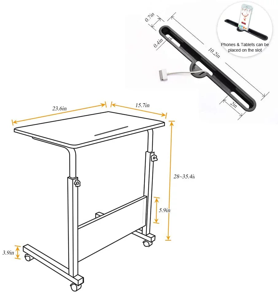 C-Shaped Side End Table with Wheels J946004