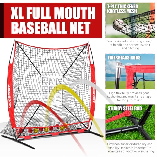 7x7' Baseball & Softball Net with Strike Zone, Tee, Ball Caddy L83003