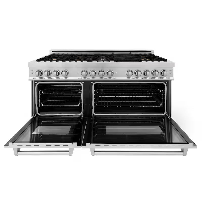 9 Burner Double Oven Dual Fuel Range with Brass Burners in Stainless Steel Q69763