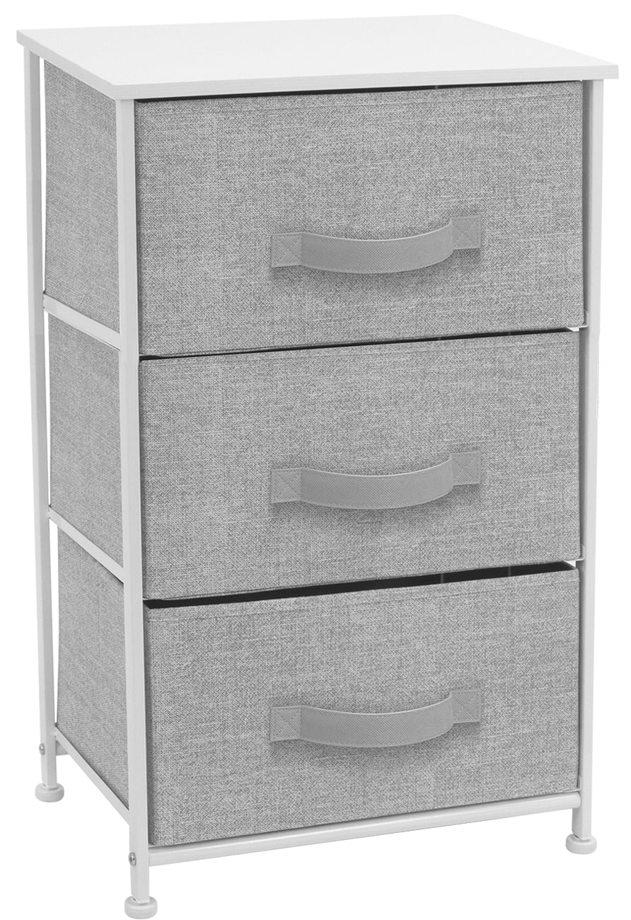 3 Drawer Nightstand with Fabric Bins R52542