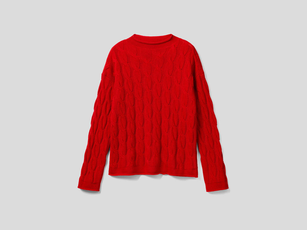 Cable Knit Sweater Size XL Red H7480
