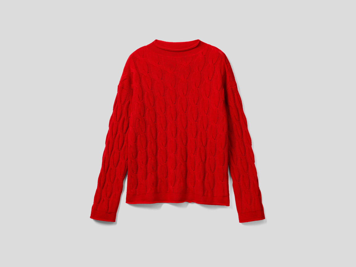 Cable Knit Sweater Size XL Red H7480
