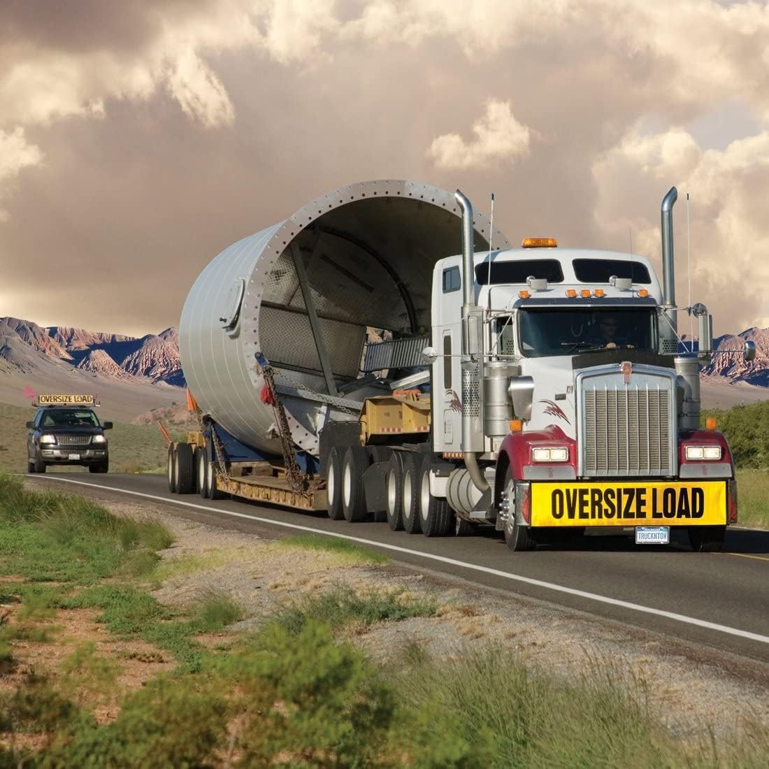 Oversize Load Banner with Stretch Cords and Metal Hooks 2 Pack 18 x 84 Inch W628653