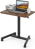 28 Inch Height Adjustable Laptop Sit Stand Desk with Wheels Wood E38361