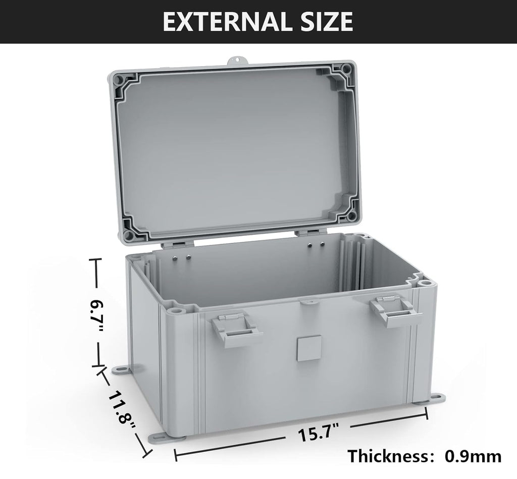 Hinged Cover Stainless Steel Latch Electrical Box Enclosure 400x300x170mm IP67 Waterproof ABS Plastic Enclosure V92001