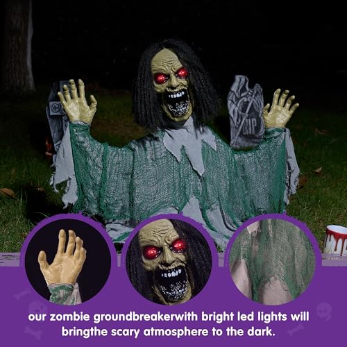 Animated Zombie Groundbreaker Outdoor Decor with Light Up Eyes R290970