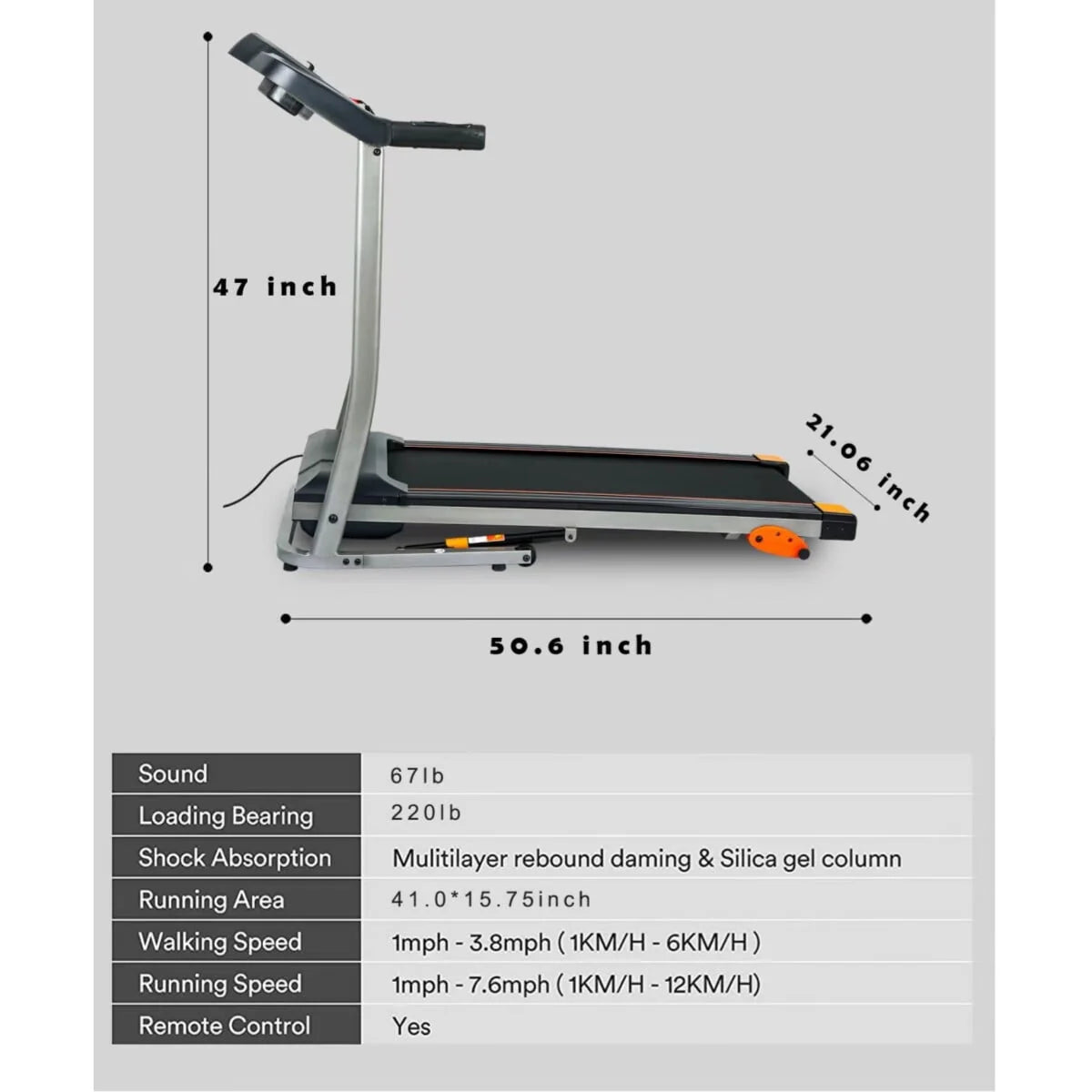 2.5HP Folding Treadmill with Incline and LCD B11671