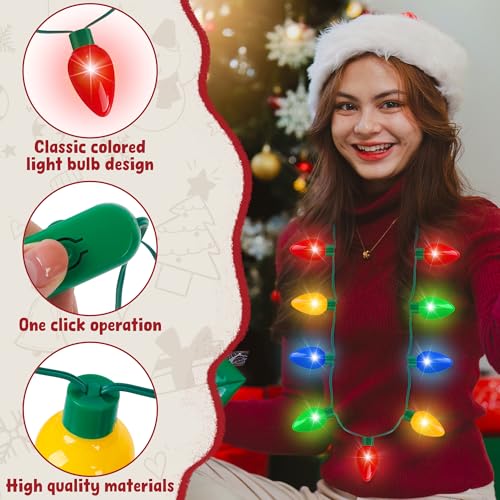 6PCS Christmas Light Necklace with 3 Flash Modes O35589