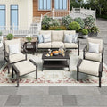 5-Piece Outdoor Metal Sectional Furniture Set with Cushions and Coffee Table X48729