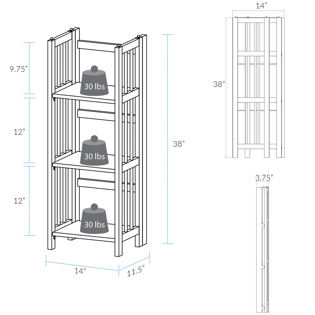 3-Shelf Folding Bookcase, Walnut F919233