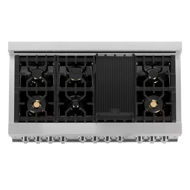 9 Burner Double Oven Dual Fuel Range with Brass Burners in Stainless Steel Q69763