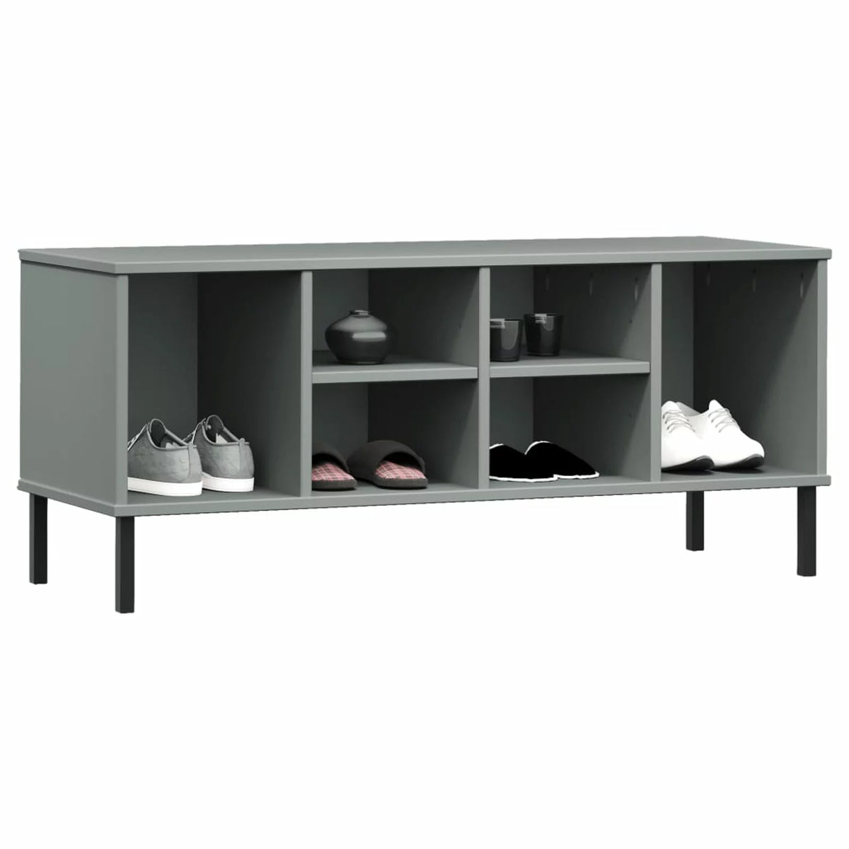 6 Compartment Pine Wood Shoe Rack B604793