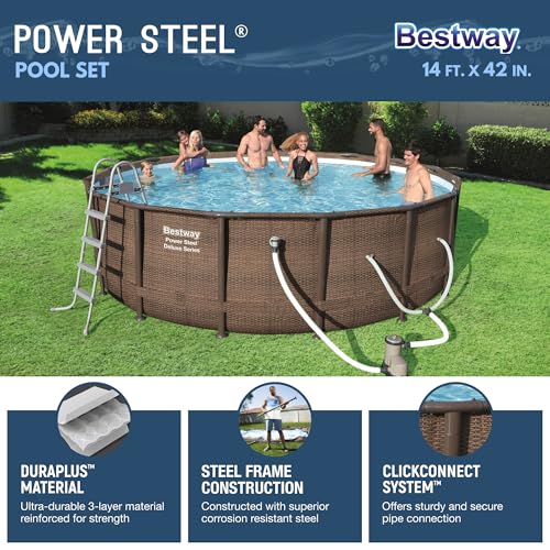14' x 42" Round Above Ground Swimming Pool Set with Filter Pump Q856