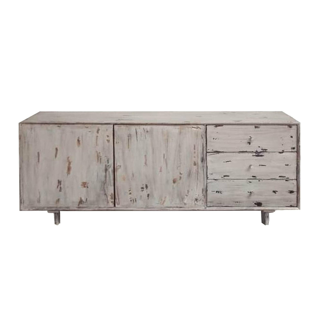 Antique White 2 Door 3 Drawer Mango Wood Accent Cabinet G335300