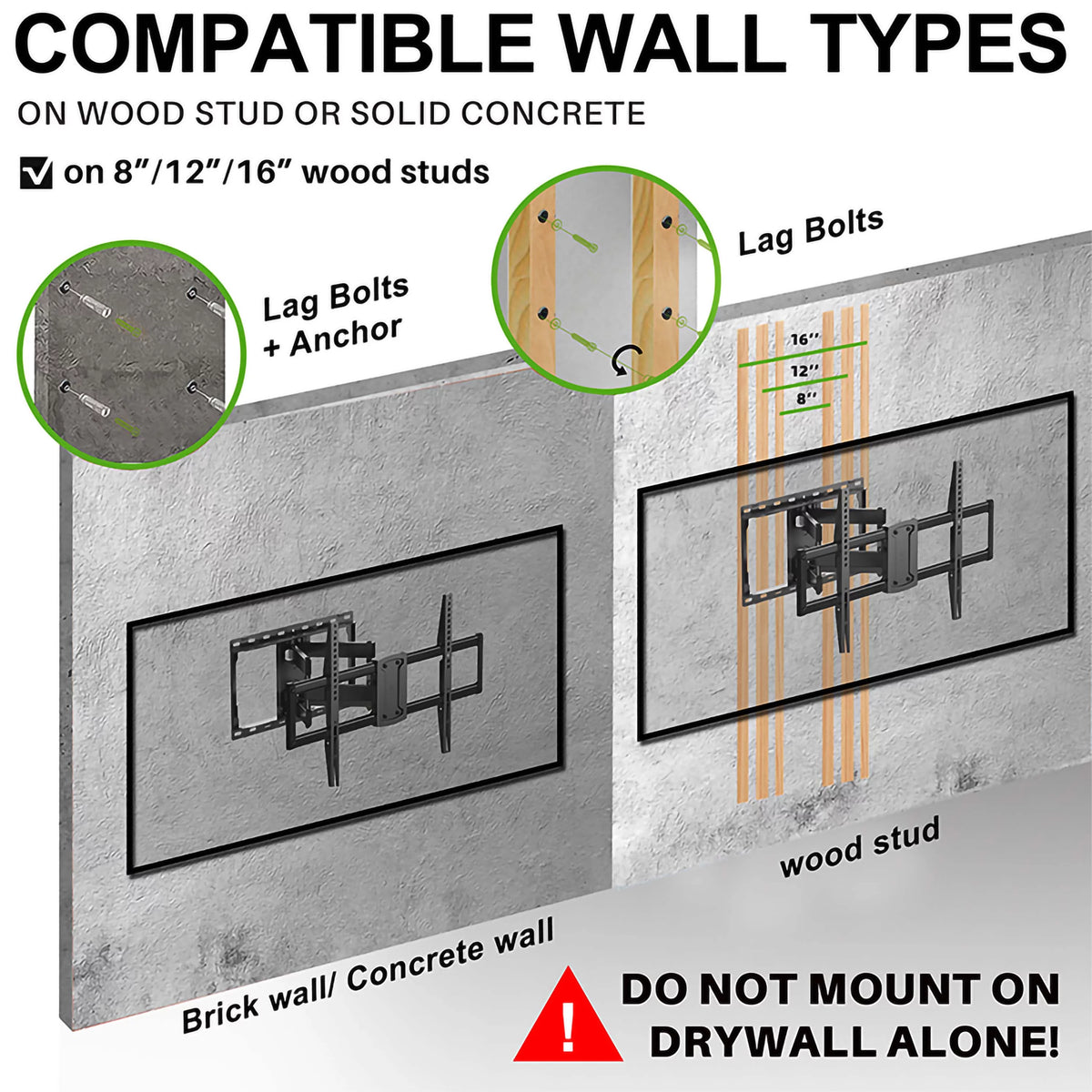 Full Motion TV Wall Mount for 47-90 inch TVs K77781