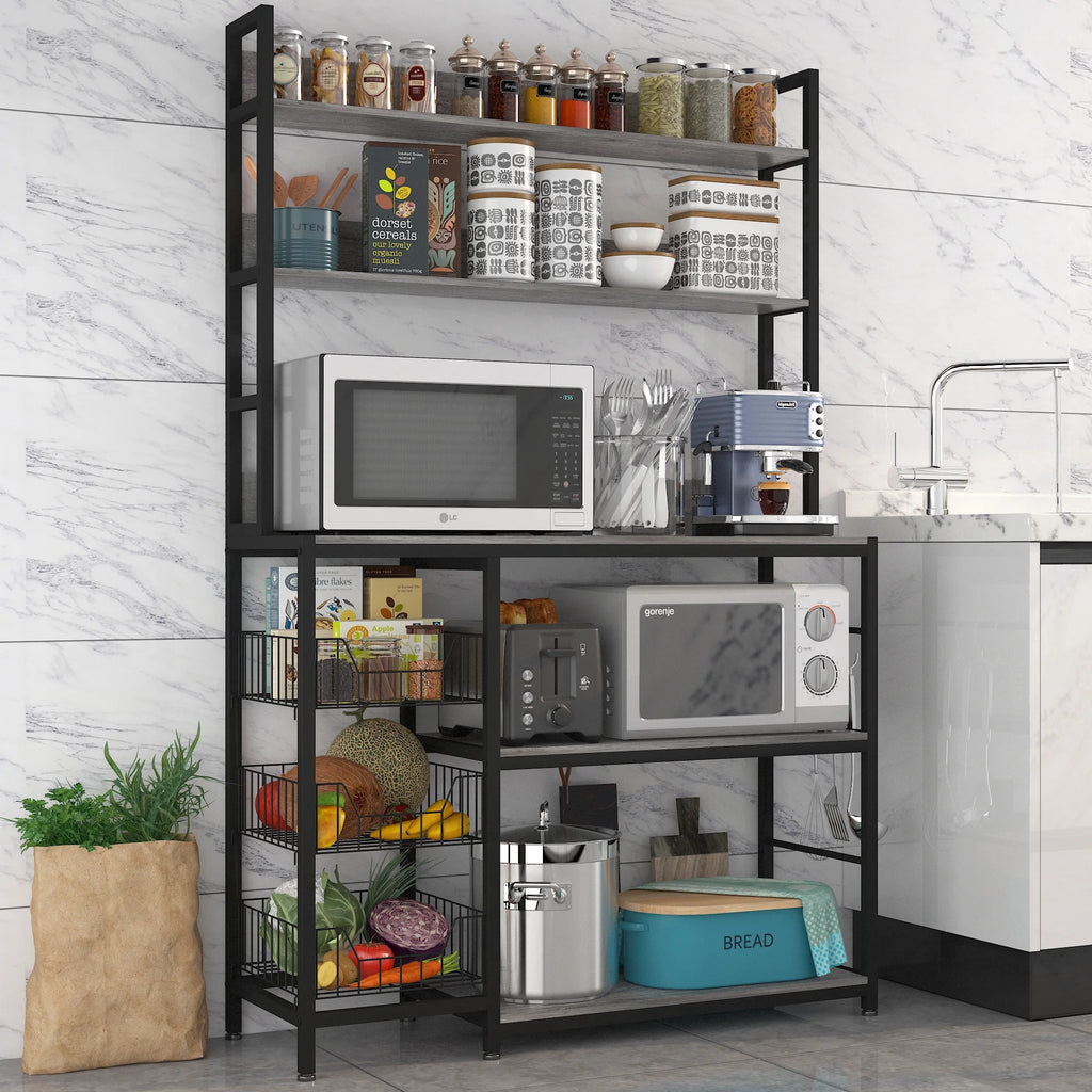 5-Tier Kitchen Bakers Rack with 3 Baskets Z755279