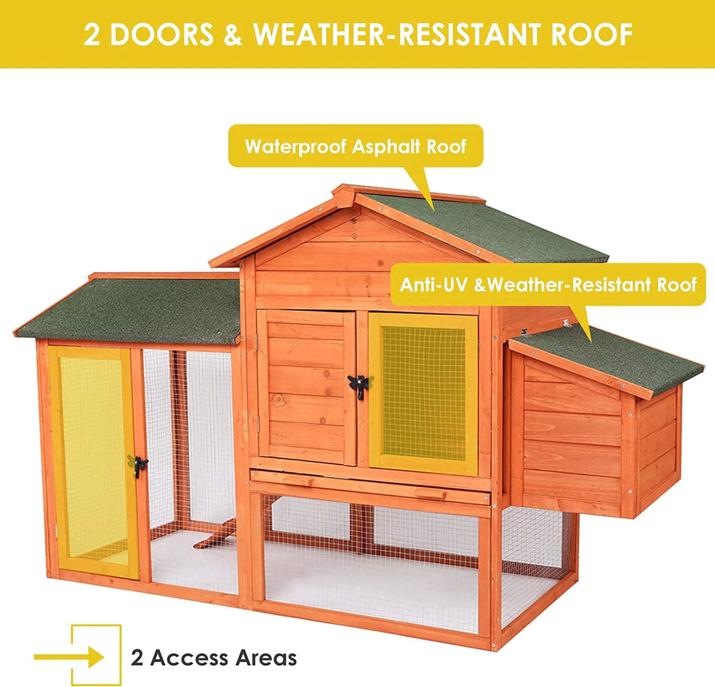 52'' Wooden Chicken Coop with Nesting Box F883