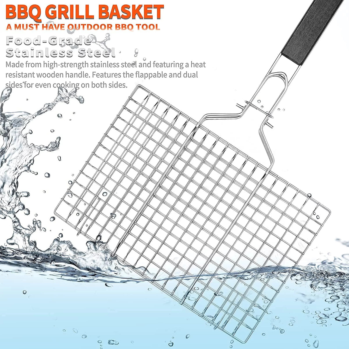 Rustproof 304 Stainless Steel Grill Basket P282541