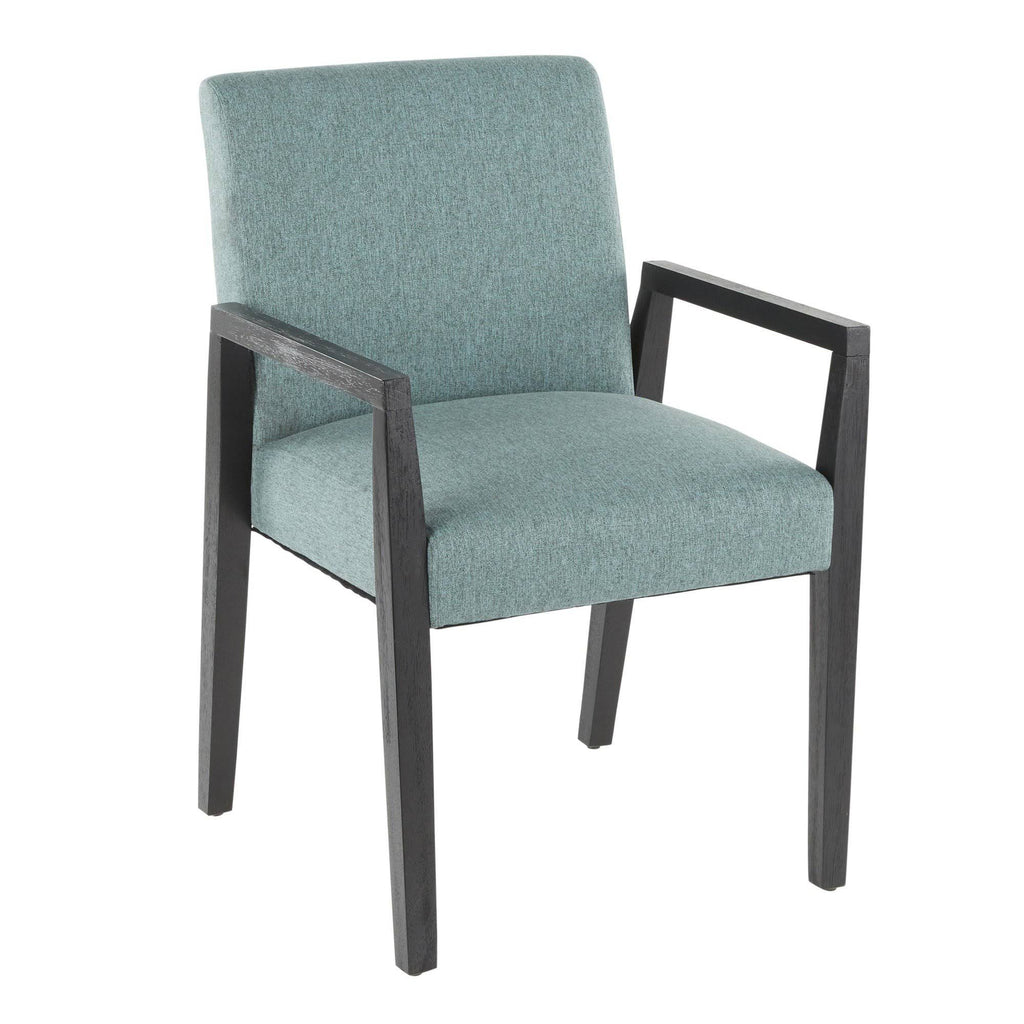 Teal Fabric and Black Wood Arm Chair Set of 2 N57609