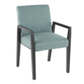 Teal Fabric and Black Wood Arm Chair Set of 2 N57609