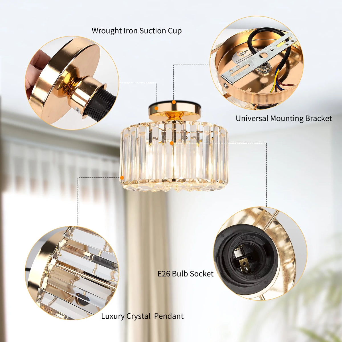 Flush Mount Crystal Ceiling Light Fixture K191757