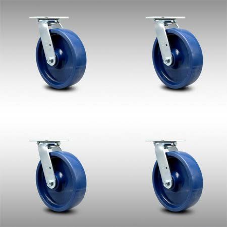 8 inch Stainless Steel Poly Wheel Swivel Caster Set I149