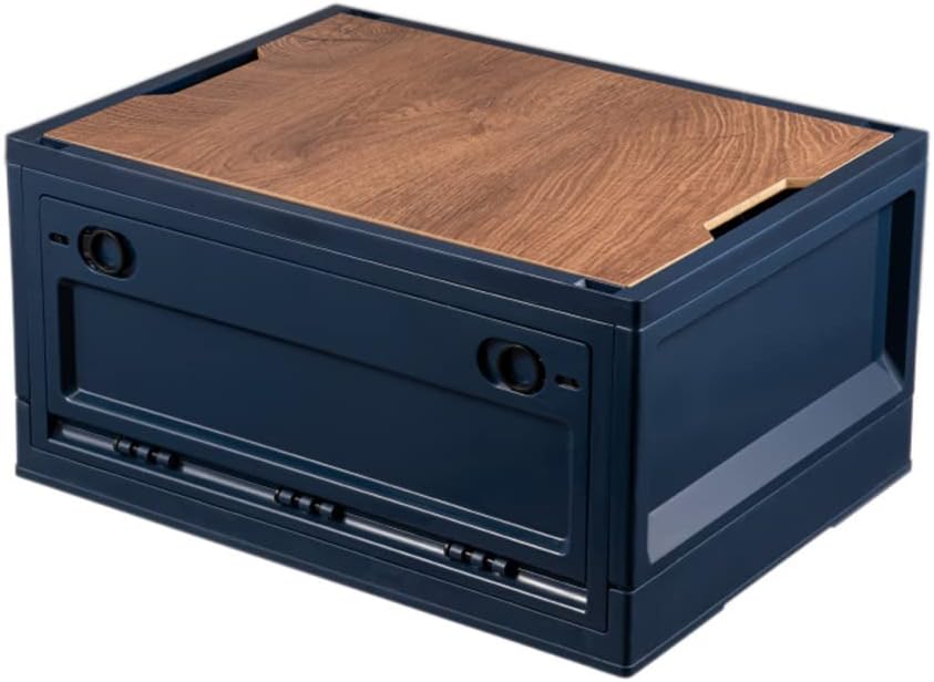 45L Foldable Storage Bin with Wooden Lid A54141
