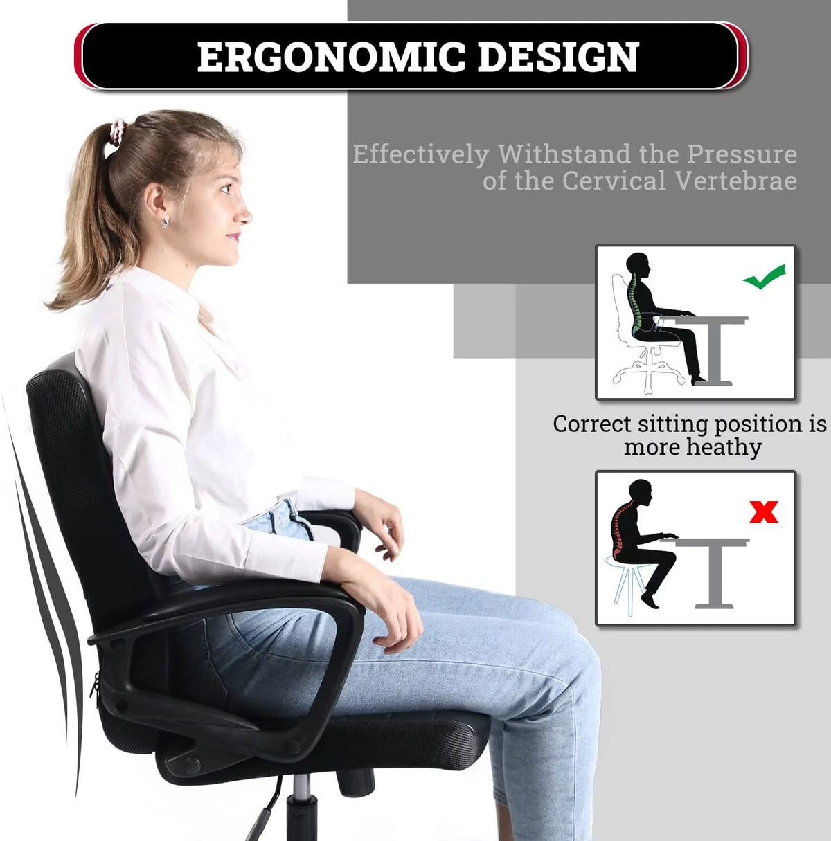 Ergonomic Bonded Leather Swivel Office Chair with Armrests X23633