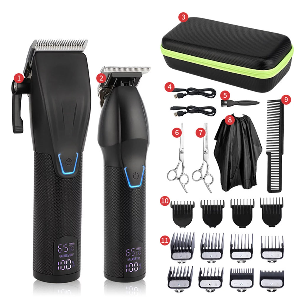 Electric Hair Clippers Set with Display, Speed Adjustable J372974