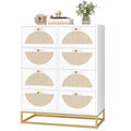 White 8 Drawer Rattan Wood Dresser G62245